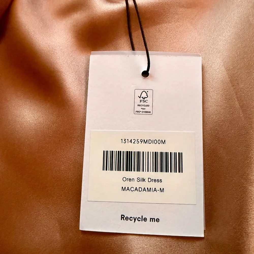 Reformation Satin Strapless Midi Dress in Rose Gold - Picture 7 of 9